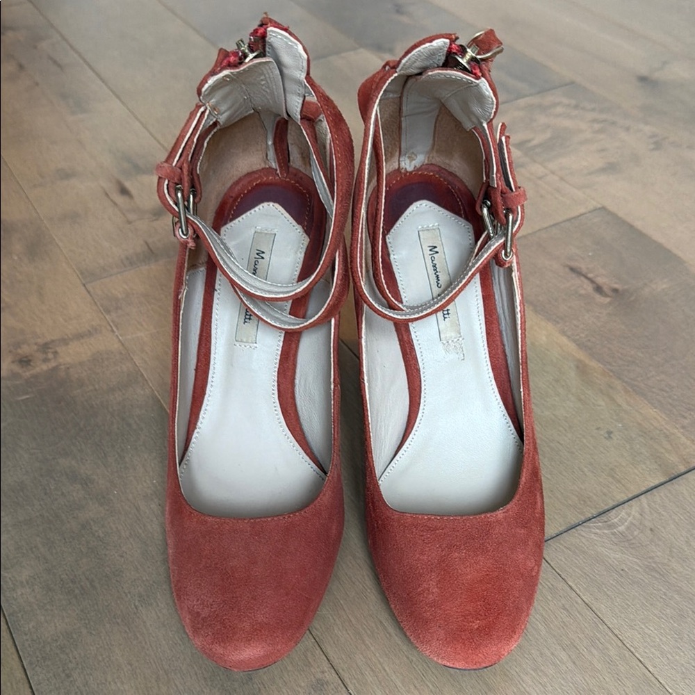 Massimo Dutti Rust Suede Ankle-Strap Pumps